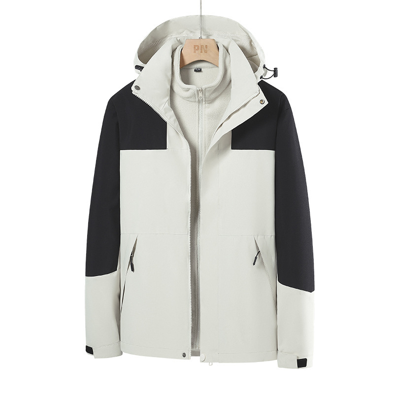 爆款登山服户外冲锋衣男女情侣款防风防水三合一外套夹克刺绣logo|undefined