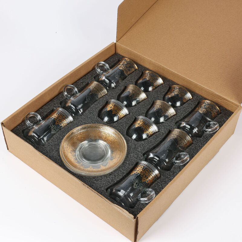 18 head cross-border Turkey Middle East characteristic bronzing glass coffee cup saucer cup spoon suit