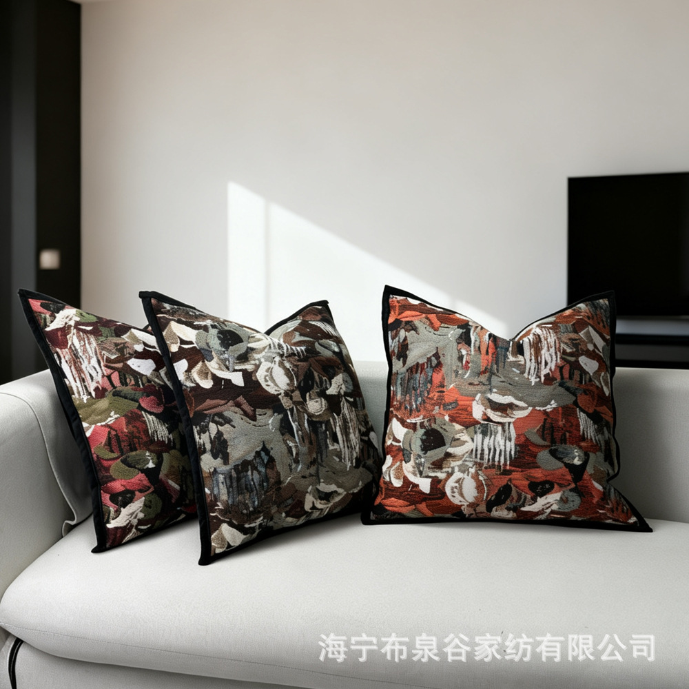 Green Pearlescent Pillow, Antique Style Retro Cushion, Black-Edged Chenille Fashionable Cushion Cover, Sofa Cushion Wholesale