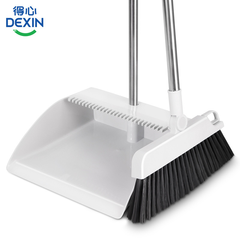 Deli Dexin Lq160-Broom Set (with Toothed Comb) (Gray) (1 Set of Broom and Dustpan)