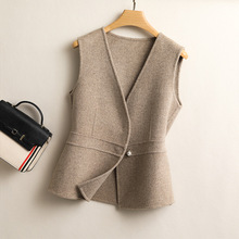 马甲女款春秋2025新款双面羊毛呢子收腰修身v领外穿衬衫叠穿坎肩