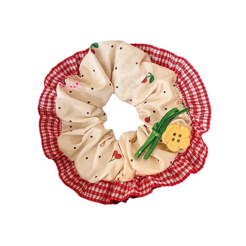 Bonito oso conejo de encaje a cuadrícula anillo de cabello de intestino grande de la niña corazón arco tela cabello correa cuerda de cabeza