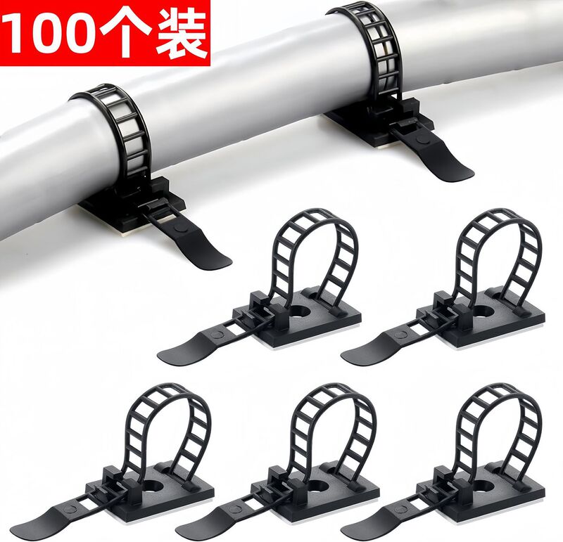 temu背胶粘式3M理线器可调自粘式扎带固定座免打孔电线固定器线卡|undefined