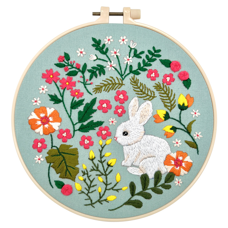 Nuevo Lu bordado hierba pintura colgante bordado a mano DIY paquete de material jardín conejo sala de estar pintura colgante bordada creativa