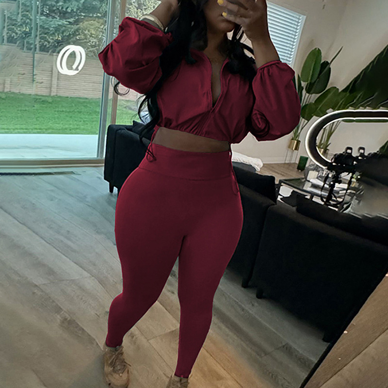 Cross-Border European American Style 2024 Spring And Autumn New Sexy Drawstring Waist-Cinching Crop Top High-Waisted_ecoleips.com