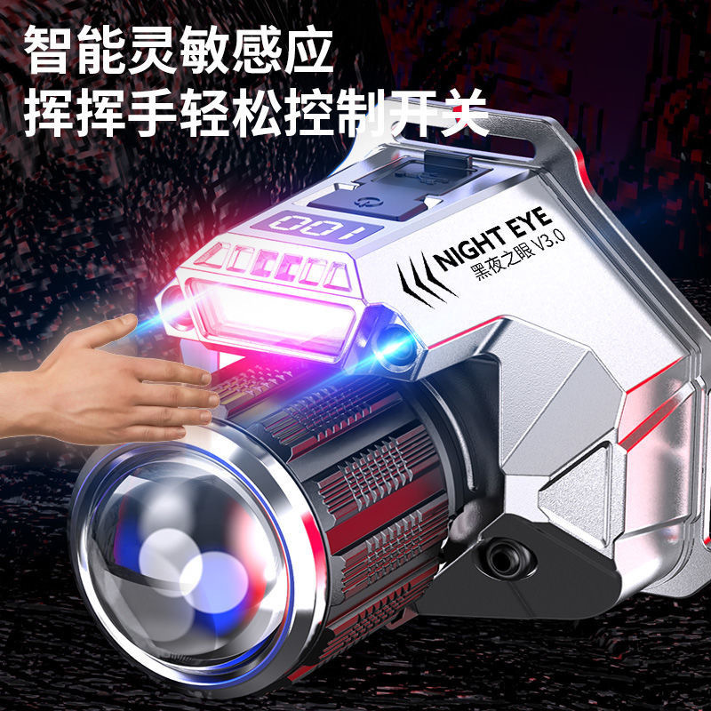 Nuevo láser blanco fuerte cabeza de luz super brillante al aire libre remoto recargable inducción de teléfono móvil de larga duración de la lámpara de pesca lámpara de minería