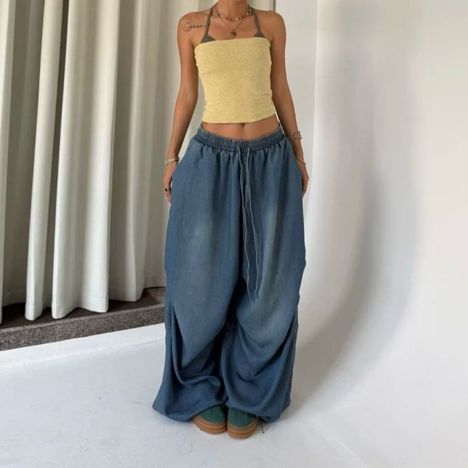 Cross-Border European And Versatile Jeans For Women 2025 American Retro High Street Wide-Leg Loose Long Pants Trendy Ins_ecoleips.com