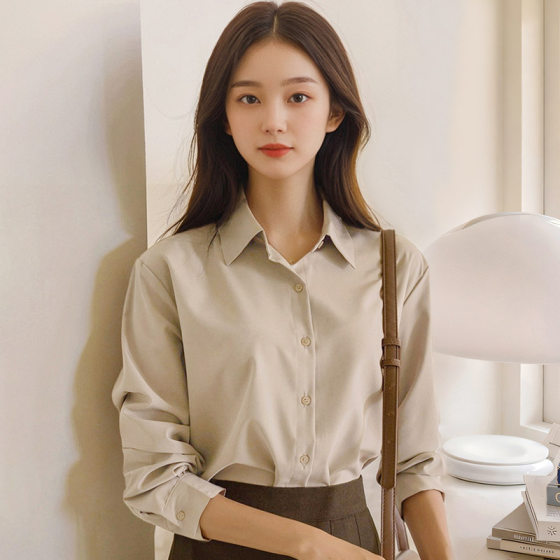 Women's Korean-style Loose Commuting All-match White Shirt POLO Collar Top