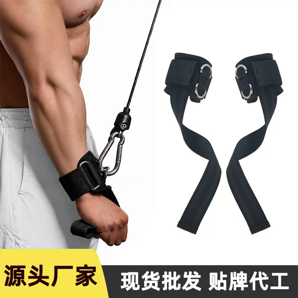 Cross-border polyester-cotton powerlifting strap, barbell training grip strap, fitness grip strap, sports deadlift wrist guard, protective gear wholesale