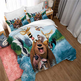 来图定制3D数码 床上用品四件套 动漫风格 跨境亚马逊 被套三件套
