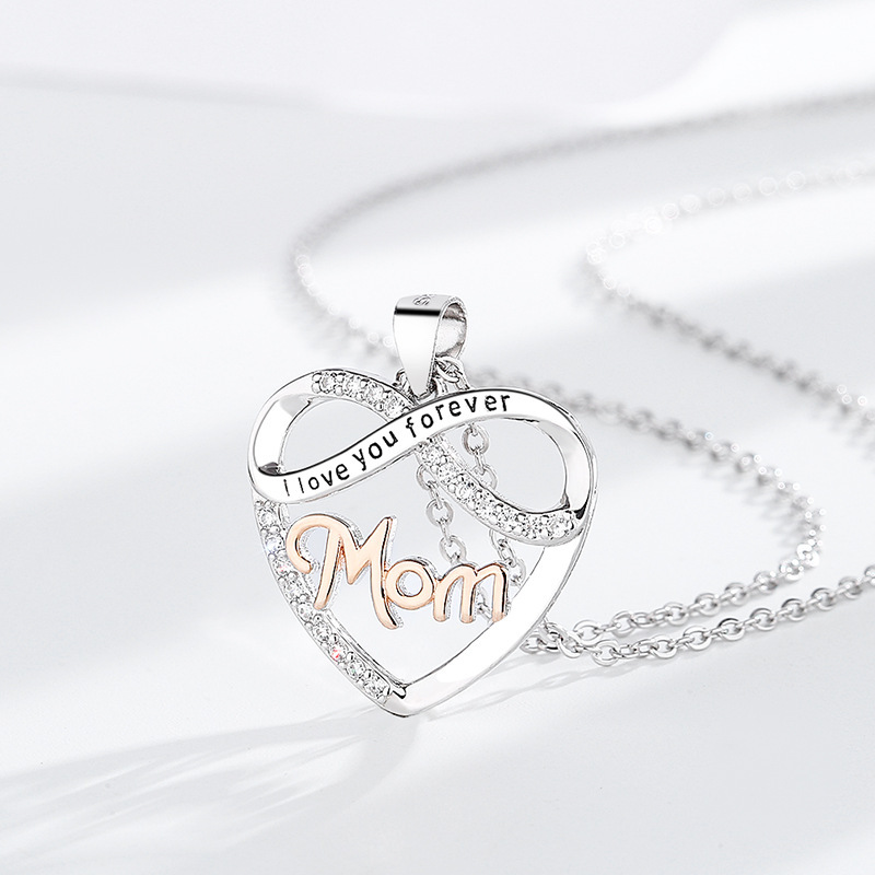 Pendant Necklace Classification 925 sterling silver Chain Material cable chain Chain Type 925 Sterling Silver Letter Heart Shape Mother'S Day Pendant Necklace
