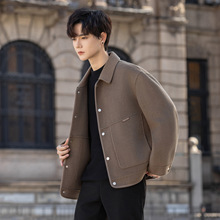 AD6617双面羊毛呢子大衣男士2025新款韩版外套中长款风衣冬季加厚