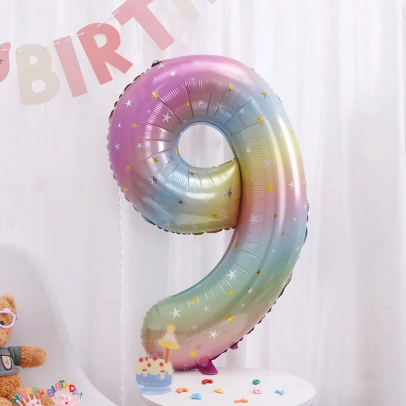 跨境亚马逊40寸美体数字彩虹星铝膜气球精装生日派对布置套装批发|undefined
