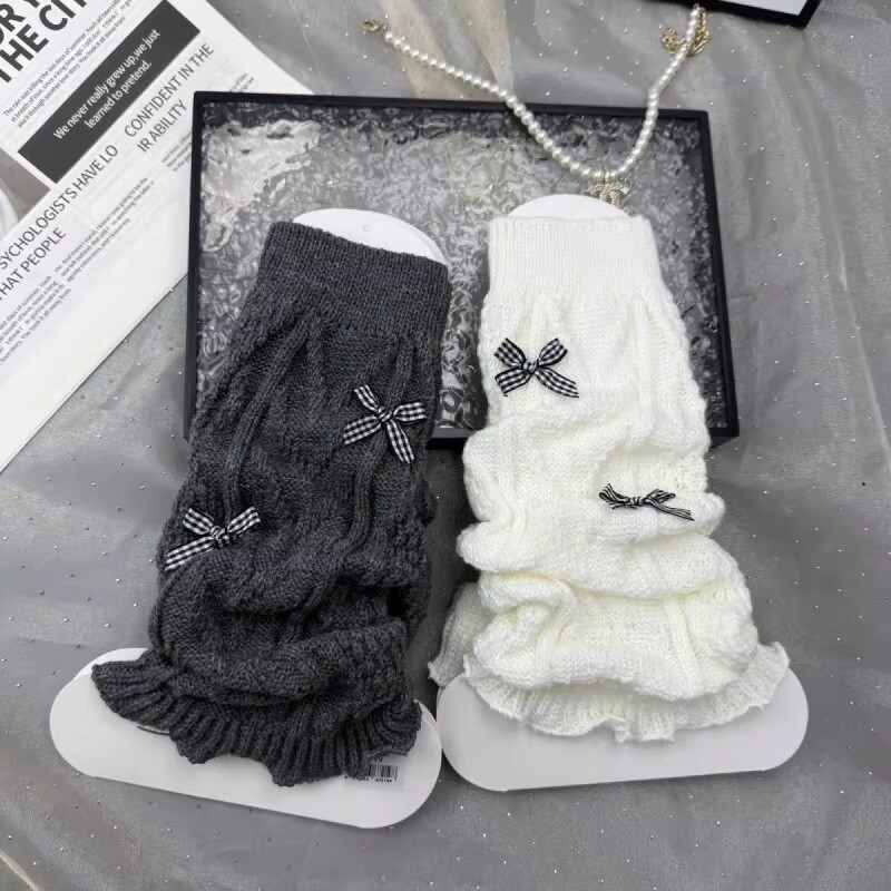 Japanese-Style White Sock Covers, Spring and Autumn Style, Bow-Knot Knitted Slouch Socks for Women, Autumn and Winter Y2K Sock Tubes, Snow Boots, Ballet Dlh Japanese-Style White Sock Covers, Spring and Autumn Style, Bow-Knot Knitted Slouch Socks for Women, Autumn and Winter Y2K Sock Tubes, Snow Boots, Ballet Dlh