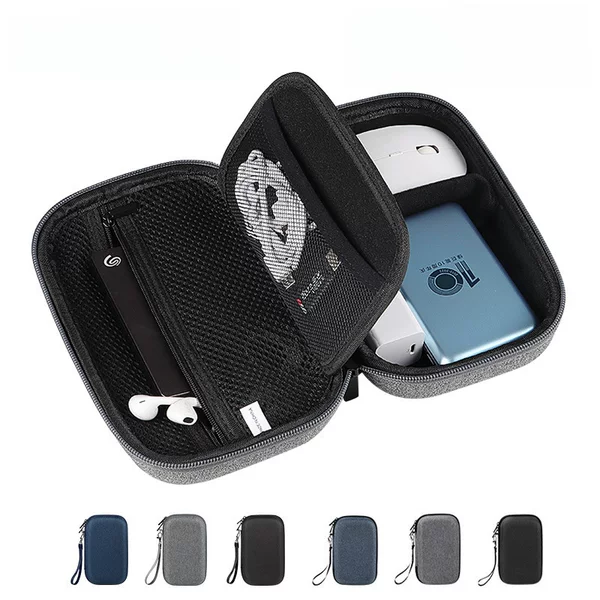 Double layer mobile hard disk storage bag data cable U disk charging treasure digital storage box EVA hard shell shockproof anti-drop