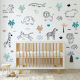 Cross-border line animal wall stickers jungle kindergarten children's room living room decoration PVC self-adhesive creative children's wall stickers