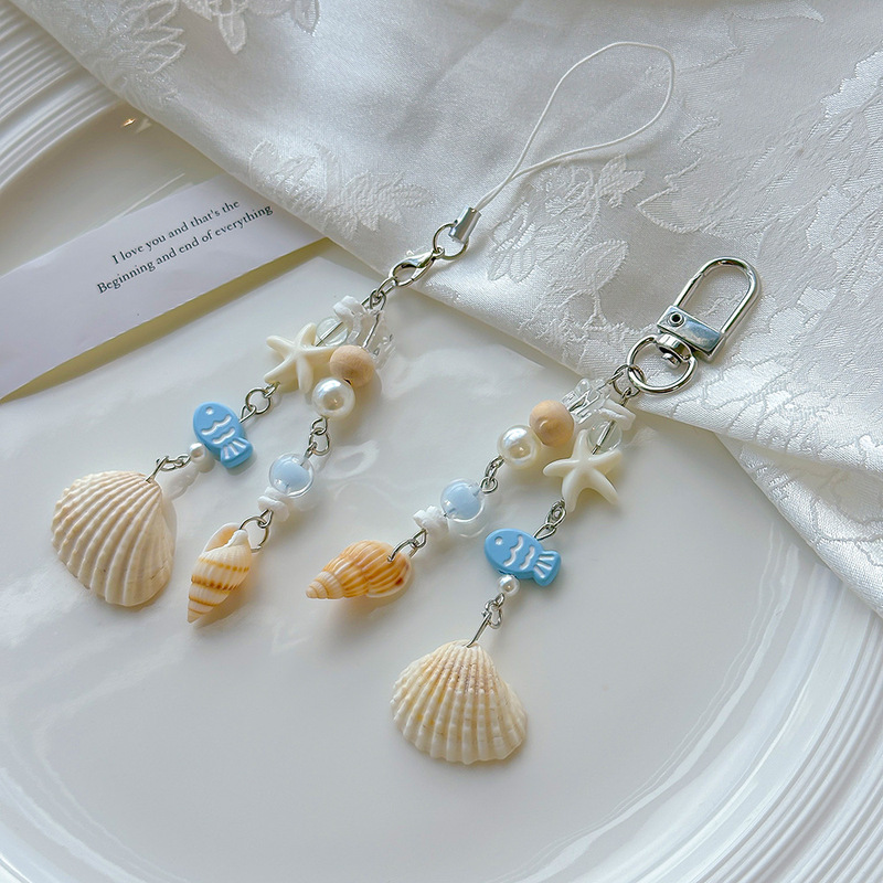 Summer Starfish Shell Handmade Beaded Pendant Bag Pendant Handmade Beaded Mobile Phone Chain Pendant Guben Keychain