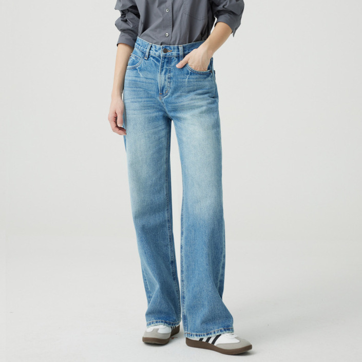 Four-Season Commuting Y*L Same Style Turkish Cotton Washed Straight-Leg High-Waisted Jeans, Versatile and Easy-To-Match Wide-Leg Pants