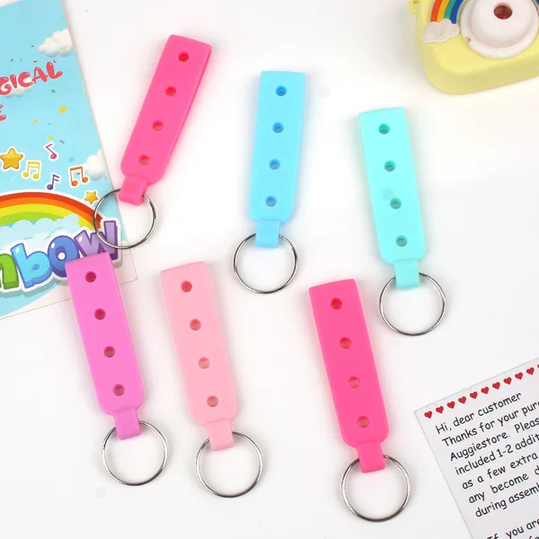 New hole silicone tape key ring backpack mobile phone key accessories plus bracelet simple solid color decoration wholesale