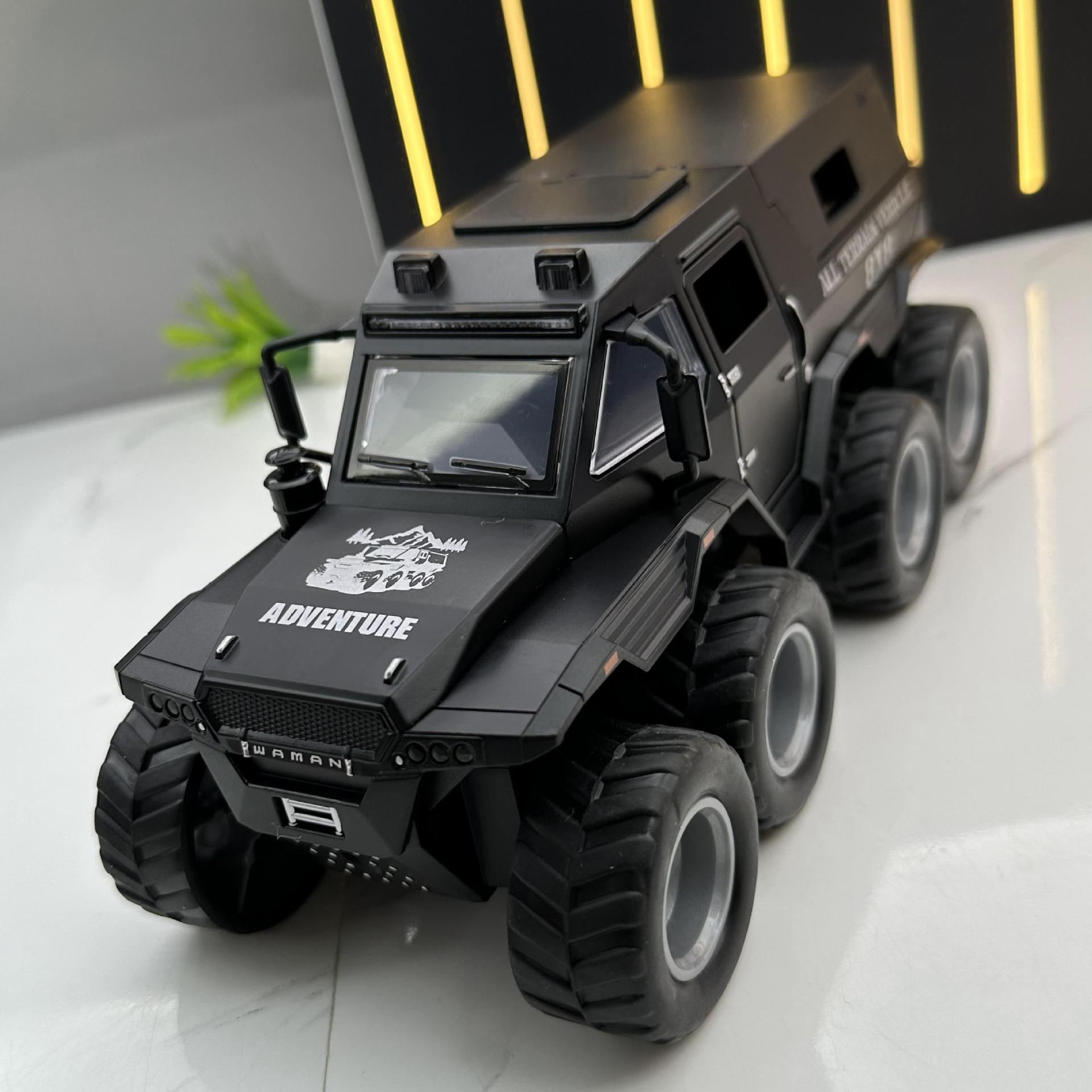 Modelo de coche de aleación Jianyuan 1:32 chamán camioneta todoterreno Luz de sonido Tire hacia atrás juguete coche modelo de música adornos