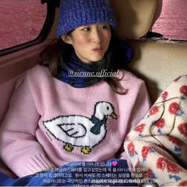 现 sien*e小鸭子粉色毛衣韩国设计师女装圆领可爱减龄韩系针织衫