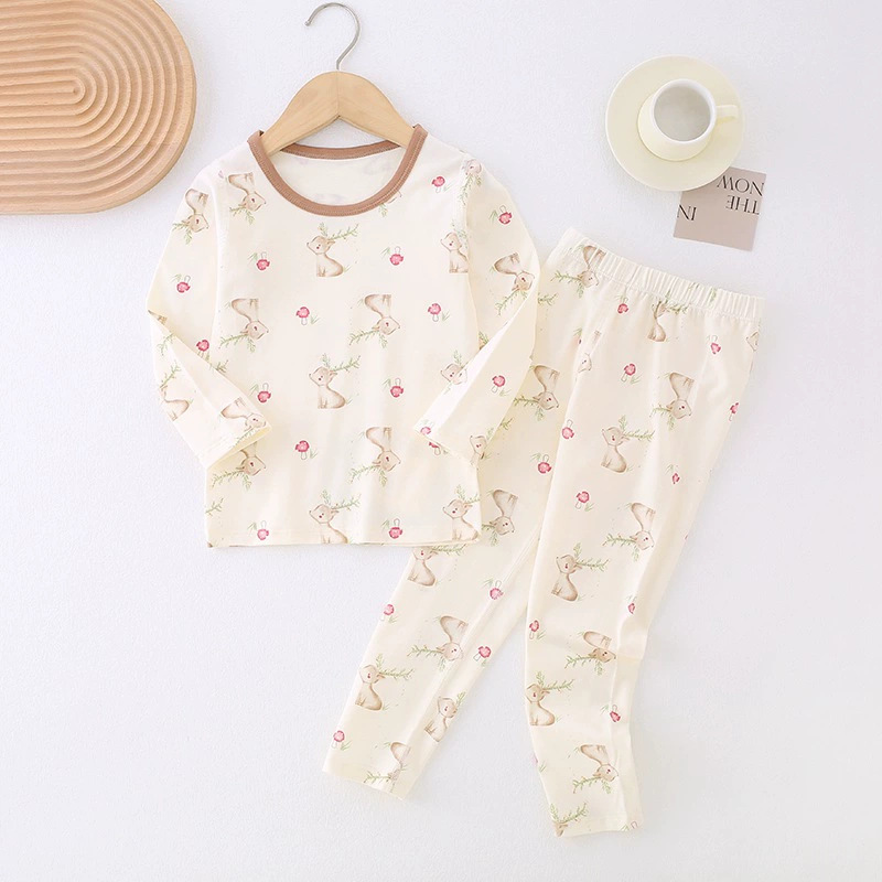 Ropa interior de lycra primavera y otoño nuevo 95 Algodón puro sin hueso Ropa de otoño para niños pantalones largos tocando fondo pijamas para niños traje de desgaste para el hogar