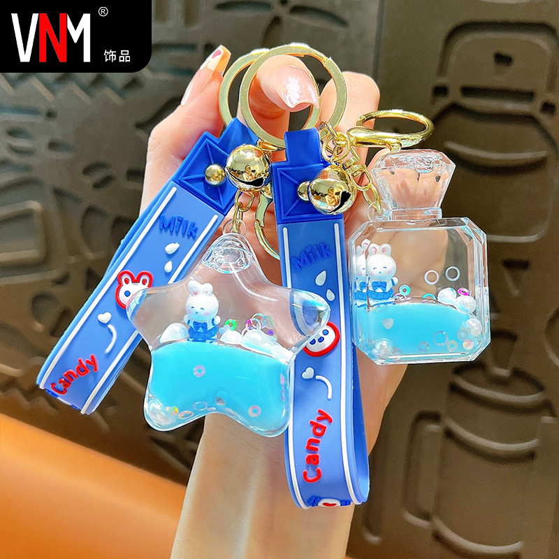 창조적 인 성격 배낭 자동차 펜던트 애호가 선물 도매 창조적 인 작은 흰색 토끼 키 체인 떠 다니는 창조적 인 오일