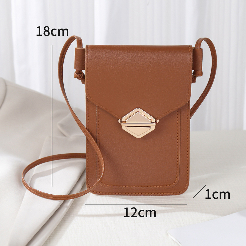 Bolso de moda de cadena de mujeres 2025, nueva versión coreana de botón de botón inclinado, bolso cuadrado casual de hombro sólido, bolso de cambio de teléfono móvil