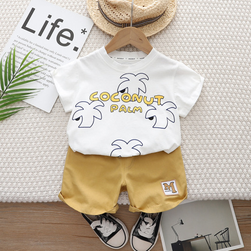 Summer 2024 New Foreign Trade Boys' Round Neck Short Sleeve Set for Baby Boys, Casual Shorts and Clothing Two-Piece Set Wholesale