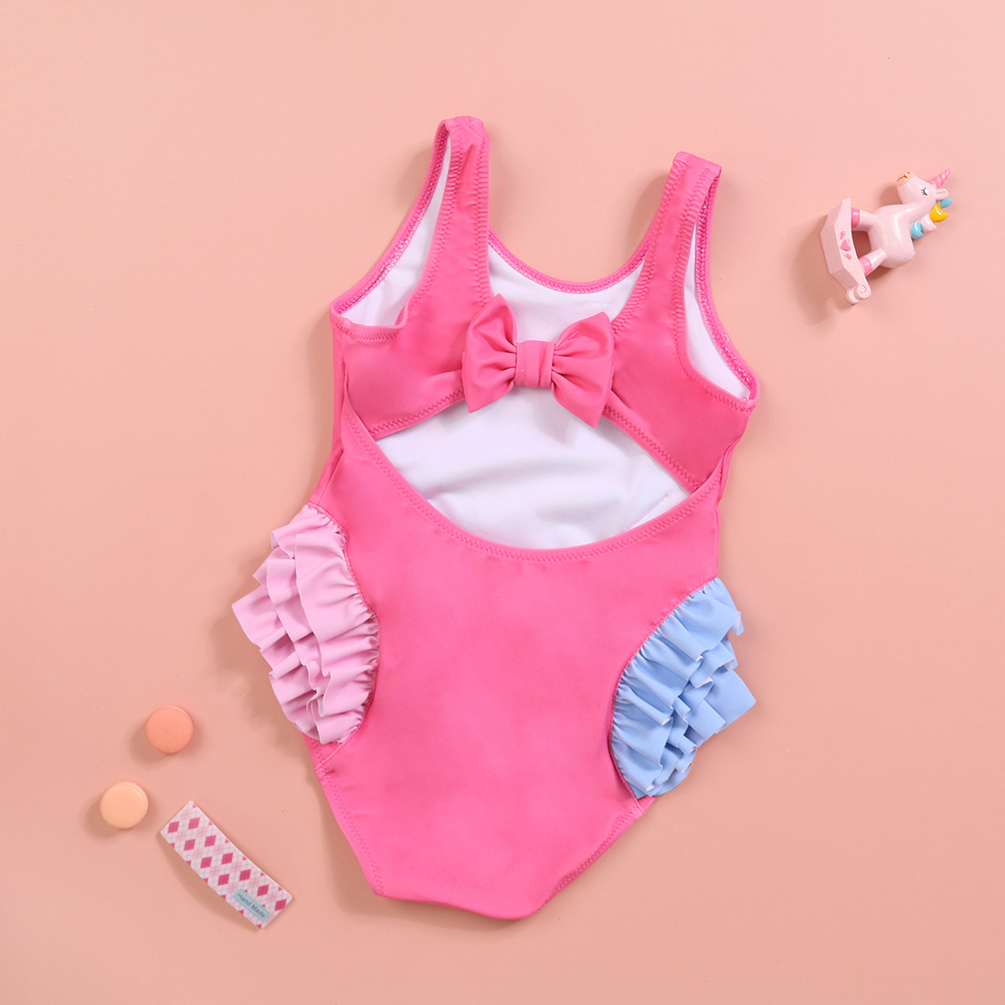 New Girls One-Piece Swimsuit Cute Ruffled Cartoon Baby Girl Swimsuit High Quality Comfortable High Elastic High Quality