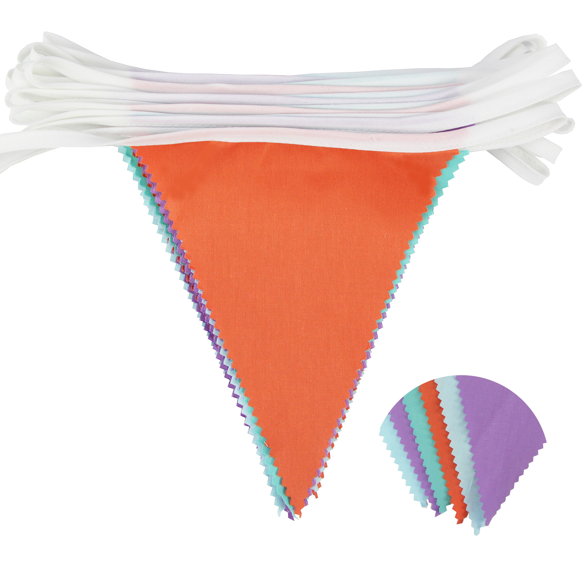 12 meters 42 pieces of colorful floral wave single layer cotton triangular flag birthday flag photo background Western wedding flag_voghion.com