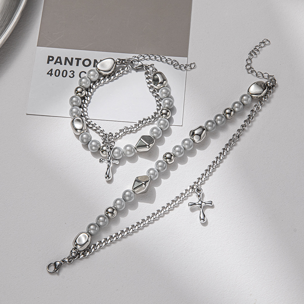 Retro Geometric Cross Titanium Steel Bracelets 1 Piece