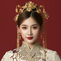 Xiuhe головные уборы Xiuhe одежда украшения с короной Феникса невесты антикварная Свадебная простая одежда в китайском стиле Старинное платье золотые аксессуары для волос для женщин