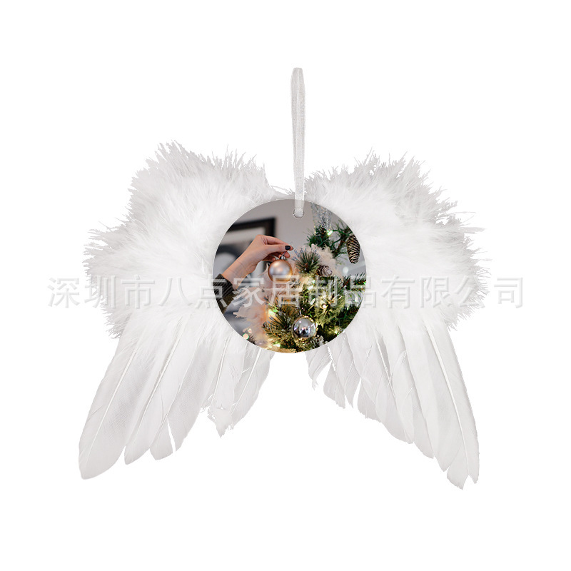 New feather Christmas pendant sublimation density board angel wings Christmas tree tag