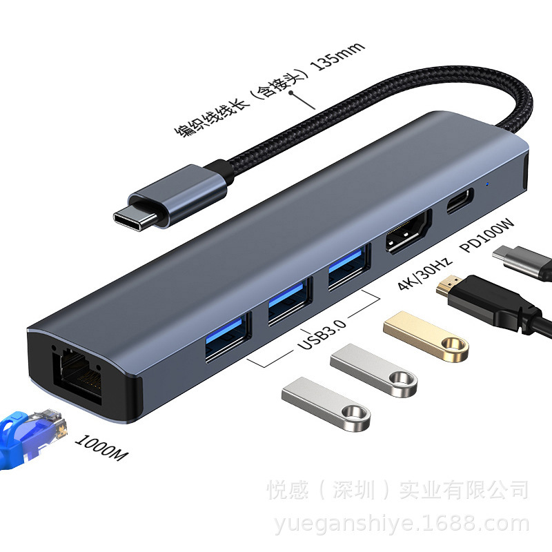 国境を越えた type-c ハブ拡張マルチインターフェイスアダプターは、Apple ノートブックギガビットネットワークカード拡張ドックに適しています|undefined