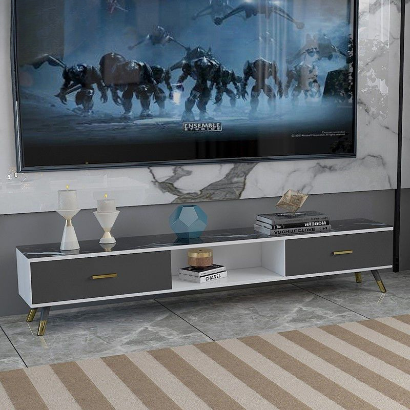 나무 TV 캐비닛: 180 흰색과 검정색 대리석 패턴