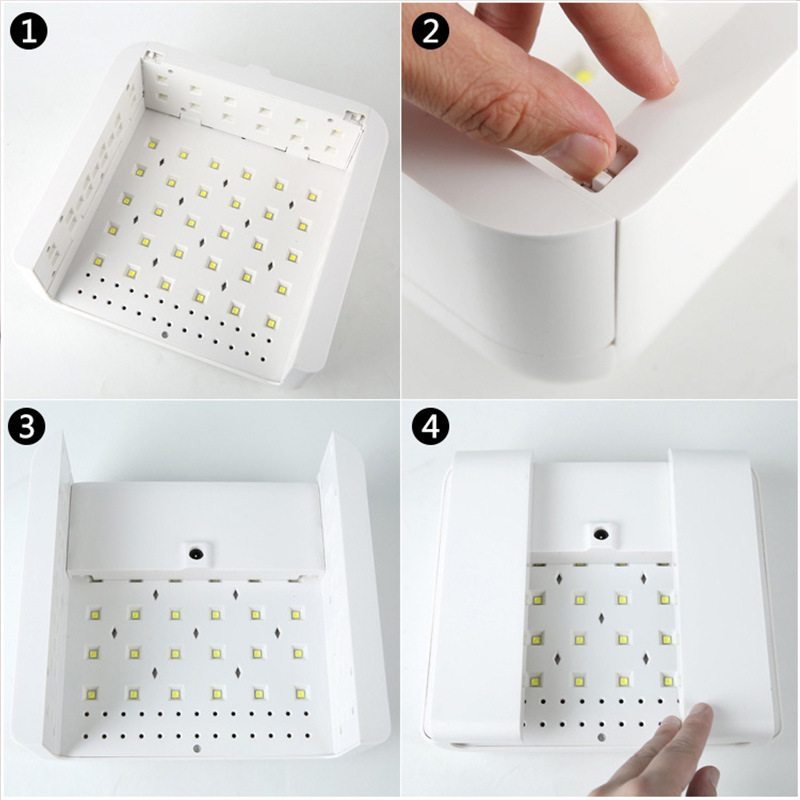 Lámpara de manicuras plegable manicuras tienda con almohada de mano manicuras asador 72 lámparas de lámpara de esmalte de manicuras dos manos luz de terapia transfronteriza