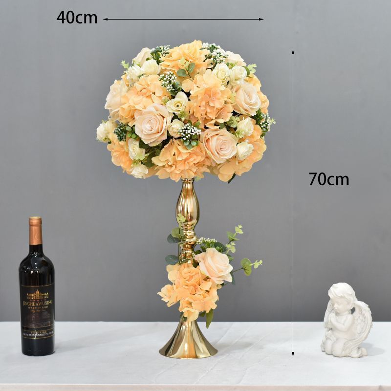 샴페인 그린 대형 황금 꽃 그릇