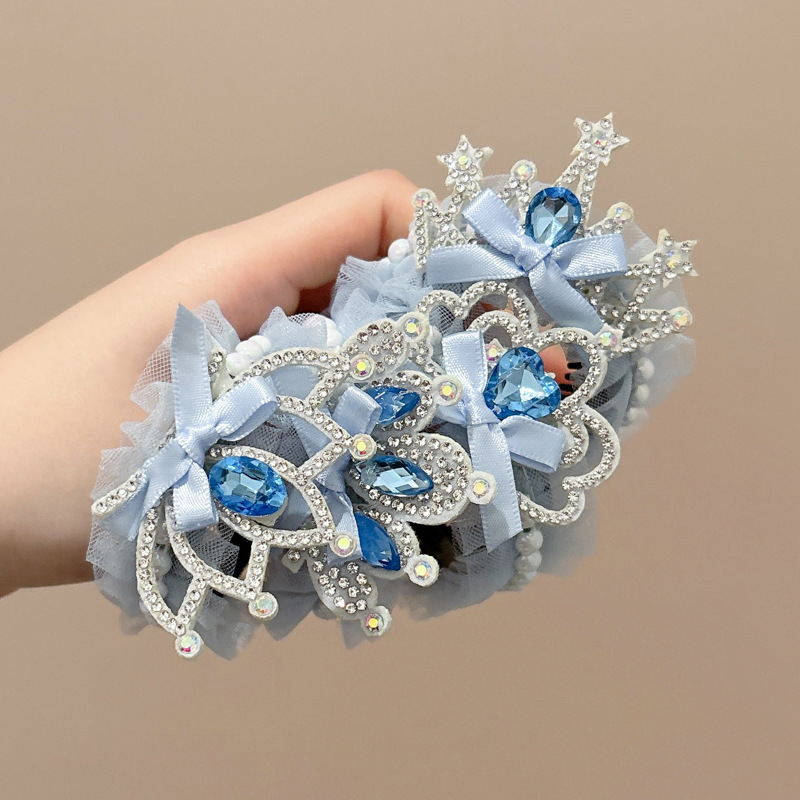 Bola de corona de hielo y nieve para niños, cabeza de placa, artefacto para el cabello, hebilla para el cabello, 2025, nuevo tocado de princesa para niñas, sin daño, horquilla