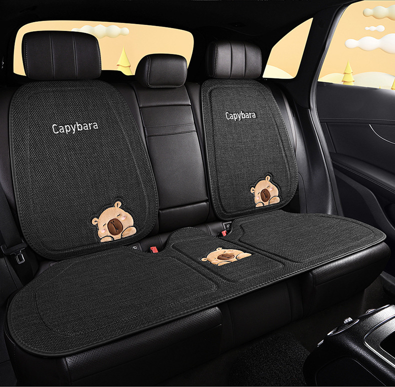 New All-Season Universal Car Seat Cushion Kapibara Linen Car Seat Cushion Single Cartoon Cute Internet Celebrity Butt Cushion