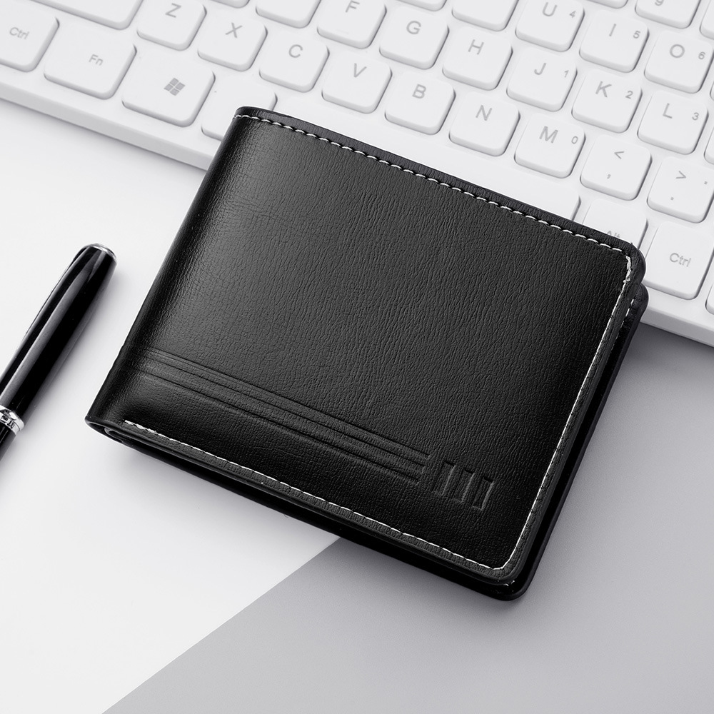 New Men's Wallet, Large Capacity, High-End, Short Horizontal Style Wallet, Young Men's Business Student Wallet, Soft Leather Wallet