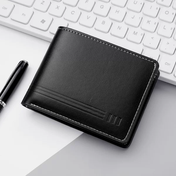 New Men's Wallet, Large Capacity, High-End, Short Horizontal Style Wallet, Young Men's Business Student Wallet, Soft Leather Wallet
