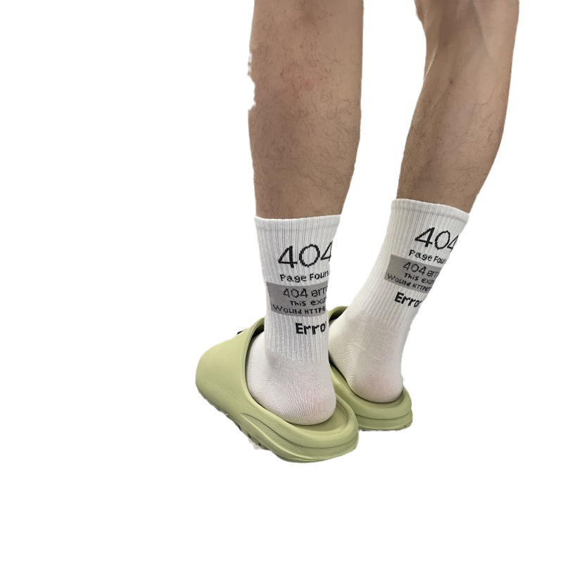 2025d For Men And Women Street Style Personality Ins Trend Letter Skateboard Sports Mid-Calf Versatile High-Waist White Socks_voghion.com