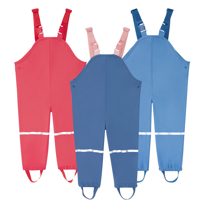 Children's Suspender Rain Pants Waterproof Pants Boys and Girls Kindergarten Baby Primary School Students One-Piece Full-Body Mud Play Sand Pants
