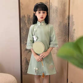 女童旗袍连衣裙夏季改良儿童古典中国风唐装汉服古筝主持演出服装