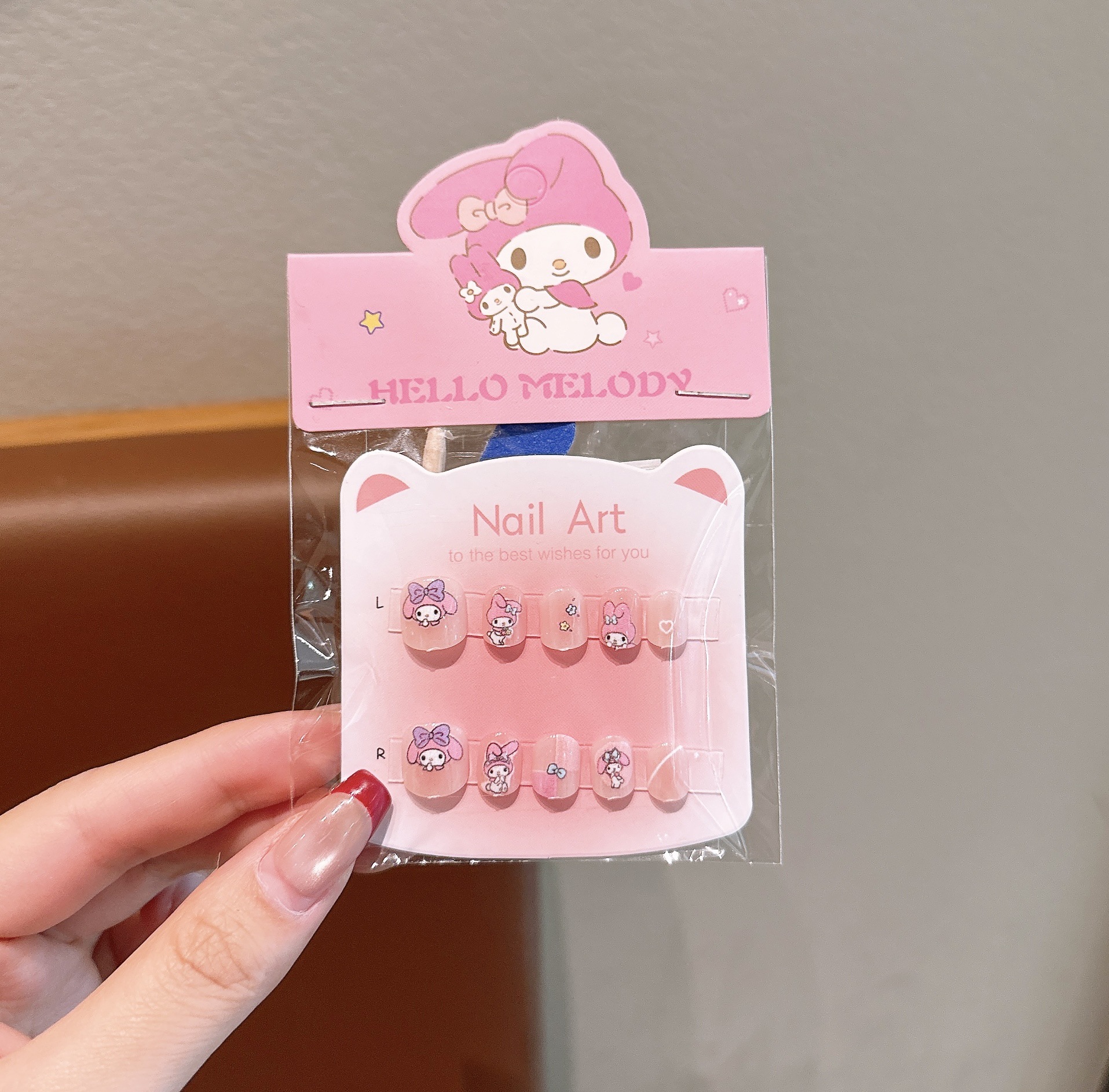 Uñas postizas removibles para niñas, en caja, con diseños de dibujos animados, pegatinas de uñas exquisitas, piezas de uñas.