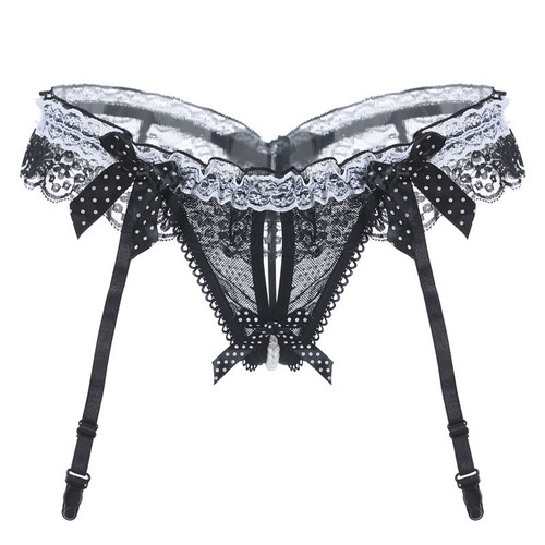 Sexy stockings garter belt sexy corset lace crotch garter set pearl panties drop shipping