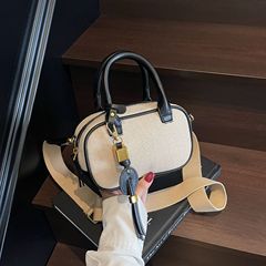 时尚简约单肩帆布手提包高级感百搭小方包宽肩带枕头包跨境外贸