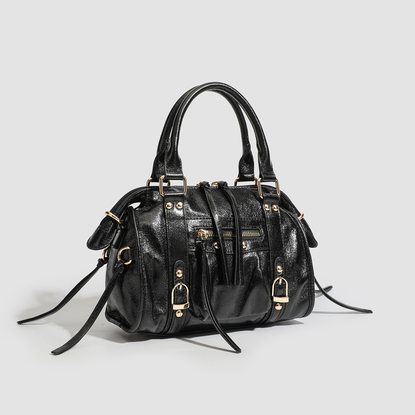 亚马逊爆款跨境专供女包手提包大容量机车包时尚铆钉单肩包斜跨包