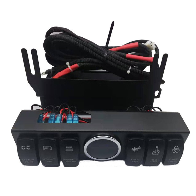 汽车房车越野车牧马人控制开关总成 六位船型开关带电压表